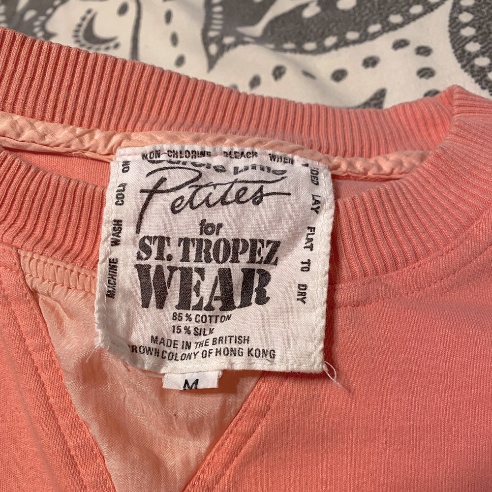 Vintage Cotton & Silk Crewneck | Carole Little for St. Tropez | Coral  | Medium